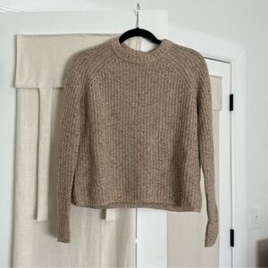 Jenni Kayne Recycled Cashmere Fisherman Sweater in Marled Camel